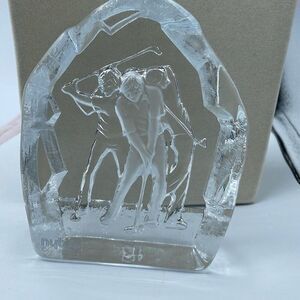 Nybro Sweden 3D golfer paperweight.